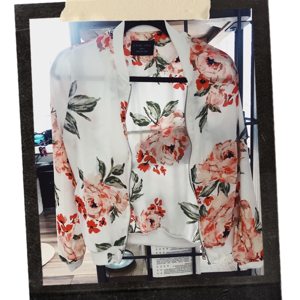 Sheer Floral Bomber